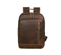 JOJOJ Sac À Dos Homme En Cuir De Vachette, Style Décontracté, Style Rétro, Première Couche, Grande Capacité, For Ordinateur Portable 16 Pouces(Brown)