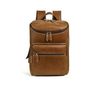 JOJOJ Sac à dos rétro en cuir for homme, cuir véritable, grande capacité, multifonctionnel, idéal for les voyages, les loisirs ou le travail.(Brown)
