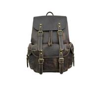 JOJOJ Sac à dos rétro en cuir for hommes, grande capacité, multifonctionnel, for voyage en plein air(Black)