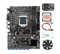 Jojomino Carte mère B250C 12 cartes BTC Mining + Processeur G3900/G3930 + Ventilateur + SSD 128 Go + Graisse thermique + Câble Switch 12USB3.0 LGA1151 DDR4 MSATA