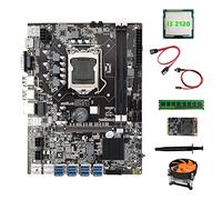 Jojomino Carte mère B75 BTC Mining 8XUSB3.0+I3 2120 CPU + DDR3 4 Go de RAM + SSD 128 Go + ventilateur + câble SATA + câble commutateur + graisse thermique
