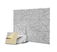Jojomino Lot de 12 panneaux acoustiques auto-adhésifs en mousse acoustique de 12 x 12 x 0,4 pouces, panneaux sonores de densité, gris argenté