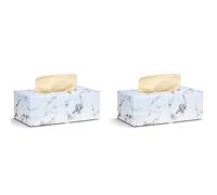 Jojomino Lot de 2 boîtes à mouchoirs rectangulaires en cuir PU effet marbre