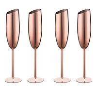 Jojomino Lot de 4 verres à flûte à vin en acier inoxydable champagne invisible en rose invisible
