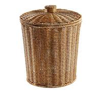 Jojomino Panier Tissé Poubelle Ronde Rotin Poubelle avec Couvercle JardinièRe Tissé Paniers de Rangement en Osier Poubelle Poubelle