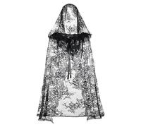 Jojomis Cape de sorcière classique en dentelle noire lavable en machine, multifonctionnelle, réutilisable, élégante pour déguisement adulte- 130