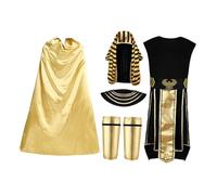 Jojomis Costume Égyptien Pharaon Homme - Ensemble Complet Accessoires en Polyester - Déguisement Roi Égyptien pour Halloween, Théâtre, Soirée