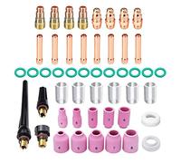 Jojomis Lot de 49 accessoires pour chalumeau de soudage TIG - Collets de serrage - Corps en verre - Buse en aluminium