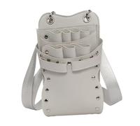 jojomis Pochette à ciseaux avec ceinture d'épaule en cuir synthétique pour barbier, toiletteur d'animaux de compagnie, 11 x 4 x 21 cm, blanc, 1