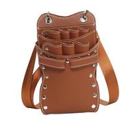 jojomis Pochette pour ciseaux de coiffeur avec ceinture d'épaule en cuir PU pour barbier, toiletteur d'animaux de compagnie, 11 x 4 x 21 cm, marron, 1
