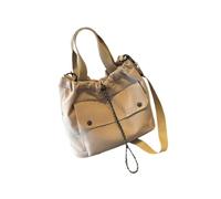 jojomis Sac à main à bandoulière pour femme avec cordon de serrage, grande capacité 28 x 32 x 15 cm pour la plage, les voyages, les trajets, kaki, one-size