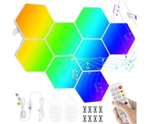 Jokapy 8Pcs Panneau LED Hexagone Murale Lampe, Panneau LED Mural Gaming Sync Avec Musique Smart RGB Ambiance Light, Gaming Setup Neon Deco Appliques pour Salon, Chambre et Salles Gaming (8Pcs)