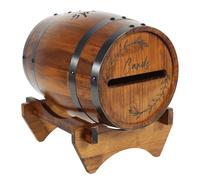 Jokapy Boîte de rangement en bois pour cartes de mariage en forme de baril de whisky - Housse de rangement pour argent - Housse pour mariage, douche nuptiale, fête d'anniversaire - Décor (brun)
