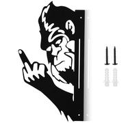 Jokapy Doigt d'honneur Singe Ornements de jardin en métal en plein air Un Boo qui décolle le signe d'animaux décoratifs Silhouettes Décoration de jardin pour clôture de jardin (noir)