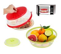 Jokapy Lot de 2 couvercles pliables pour micro-ondes - 26,5 cm - Avec trous de vapeur - Pour micro-ondes - Empêche les éclaboussures - Rouge et vert