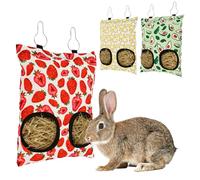 Jokapy Lot de 3 sacs à foin pour lapins - Double trou - Râtelier à foin - Lavables - Râtelier à foin pour cochon d'Inde, hamster, chinchilla, hérisson - 21,6 x 29,9 cm