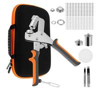 Jokapy Lot de pinces à œillets professionnelles - Presse à œillets magnétique avec 200 œillets en acier inoxydable (100 pièces de diamètre 6 mm et 100 pièces de Ø 10 mm) - Avec tête de perforation