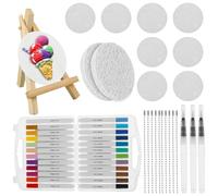 Jokapy Magic Puffy Paint Set, 10 pièces de papier de peinture 3D DIY à texture de mousse avec 24 marqueurs de couleur, 10 chaînes de perles, 3 stylos Puffy et mini chevalet, kit de peinture à texture