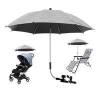 Jokapy Ombrelle Poussette Universelle Anti UV 50+, Parasol Poussette Universelle avec Pince Réglable et Bras Réglable, Parapluie Poussette Bébé Confort pour Extérieur Plage Jardin (Grise, 82cm)