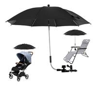 Jokapy Ombrelle Poussette Universelle Anti UV 50+, Parasol Poussette Universelle avec Pince Réglable et Bras Réglable, Parapluie Poussette Bébé Confort pour Extérieur Plage Jardin (Noire, 75cm)