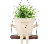 Jokapy Pot de fleurs suspendu avec visage, balançoire, trou de drainage, drôle, décoration à suspendre, pour plantes succulentes, 1 pièce