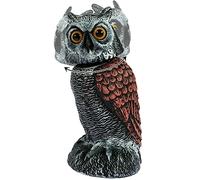 Jokapy Répulsif Pigeon, Effaroucheur d’Oiseaux Sculpture de Hibou Simulée Réfléchissant Lumineux, Répulsif pour Oiseaux 360 Degrés Rotatif, Sculpture Décorative de Hibou de Jardin pour Anti Pigeon