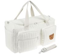 Jokapy Sac d'hôpital pour Naissance, capacité, Sac à Langer avec bandoulière et Plusieurs Compartiments, Multifonctionnel pour Les Voyages, l'accouchement et l'accouchement, Blanc - Un Ours.