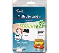 JOKARI 47802 - à Imprimer Une Fois effaçable étiquettes multiusage kit de démarrage avec 70 étiquettes, Gomme et Stylo