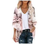 JokeLomple Boléro Fin pour Femme - Cardigan Court à Manches Chauve-Souris Coton Soie Gilet Décontracté Soirée Cardigan Ouvert sur Le Devant Gilet à Manches Mi-Longues pour Mariage Robes Plages