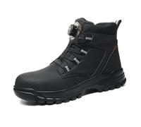 JokeLomple Bottes de Moto pour Hommes - Courtes Bottines Imperméables Chaussures de Pluie à Tube Moyen Western Cow Girl Bottes Bottes de Combat Chaussures Confortables en Coton Chaussures à Enfiler
