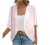 JokeLomple Cardigan Boléro Long Femme - Cardigan Léger et Fin en Coton Tricoté Rétro Cardigan Léger Plage Châle Kimono en Mousseline Blouse Gilet à Manches Mi-Longues Manche Maille Vintage Tops