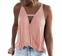 JokeLomple Eté Décontracté Tee Shirt Femme - avec Soutien-Gorge Intégré Sexy Été Tunique Vest Ample Chemise sans Bretelle Haut Chic Col Rond T-Shirt Sexy Crop Tank Tops Débardeur de Yoga Fitenss