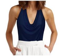 JokeLomple Femme Débardeur T-Shirt - Lâches Haut Col V Débardeurs de Sport Chic Col Rond T-Shirt Jogging Running Fitness Tank Top Basique Tee Shirt 2025