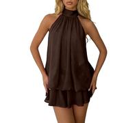 JokeLomple Femme Robe d'été Robe Longue Boheme Été Fluide Manche Courte Chic et Elegant Robes sans Manche Col en V Décontractée Grande Taille Robes Décontracté Respirant Grandes Tailles Maxi Dress #1