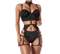 JokeLomple Femme Tenue Sexy - Lingerie Femme Dentelle Sein Nu & String Biefs Ouvert Latex Simili Cuir PU Robe Dos Ouverte Teddy Babydoll Sleepwear Nuisette Sexy Soutien-Gorge Sexy et Culotte
