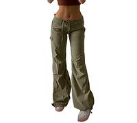 JokeLomple Femmes Mode Esthétique Vintage Taille Basse Individualisé Taille Élastique Réglable LoosePig Nez Boucle Pied Pantalon Cargo Lâche avec Poche Legging Coton Lot