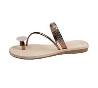JokeLomple Femmes sandales filles perle ensemble orteil sandales élastiques sangle plate décontracté maison sandales pantoufles plage pantoufles