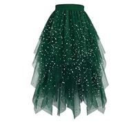 JokeLomple Jupe midi élégante à Volants et Ourlet Transparent, légère et Fluide, idéale pour Les soirées décontractées et Les Occasions spéciales.