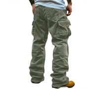 JokeLomple Men's Fall and Winter Corduroy Casual Retro Loose Work Pants Leg Elastic Windproof Design Casual Pants Pocket Casual Pants