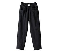 JokeLomple Pantalon élastique Respirant avec Poche en Lin Pantalon Taille Ample en Coton pour Femme Leggings Ouvert