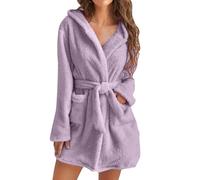 JokeLomple Peignoir Femme Serviette Bain - Peignoir Léger à Manches 3/4 Deux Poches et Ceinture Ajustable Grandes Tailles Manche Courte Peignoir Moelleux Éponge Douce Coton pour Spa Piscine Plage