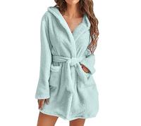 JokeLomple Peignoir Femme Serviette Bain - Peignoir Léger à Manches 3/4 Deux Poches et Ceinture Ajustable Grandes Tailles Manche Courte Peignoir Moelleux Éponge Douce Coton pour Spa Piscine Plage