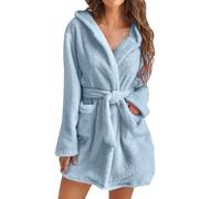 JokeLomple Peignoir Femme Serviette Bain - Peignoir Léger à Manches 3/4 Deux Poches et Ceinture Ajustable Grandes Tailles Manche Courte Peignoir Moelleux Éponge Douce Coton pour Spa Piscine Plage