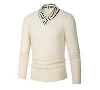 JokeLomple Pull à col en V Homme - Pull Over Homme Col Arrondi Pull de Noël pour Homme Casual Vintage Oversize Sportswear Decontracté Pullover Business Pull pour l'hiver Sweater Famille Unisexe