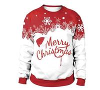 JokeLomple Pullover Homme Imprimé Noel - Impression 3D Sweat de Noël Polaire Chaud Sweat Noël Pull à Manches Longues Doux et Confortable Grande Taille Sweats Automne Cadeau Noel Homme