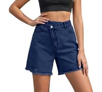 JokeLomple Short en Jean délavé Bleu Clair, Taille Haute, Coupe Ample et Confortable, idéal pour Un Look décontracté Estival.