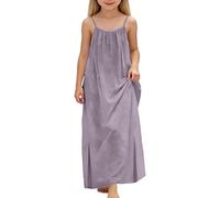 JokeLomple Vestito estivo Senza Maniche Con spalline sottili per bambine, Gonna fluida e Tasche, per Outfit Casual da Gioco