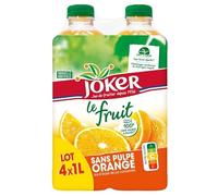 JOKER Le Fruit Orange Sans Pulpe Pet 4x1L : Savourez un jus d’orange pur et rafraîchissant au quotidien- Lot De 3