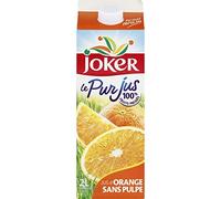 Joker Le Pur Jus d'Orange, Sans Pulpe, 2L