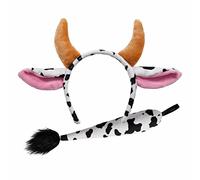 jokeshop Ensemble de vaches avec oreilles avec cornes et queue) pour adultes Bull Ram Farmyard Animal Bandeau Accessoire Nativité Journée mondiale du livre Déguisement